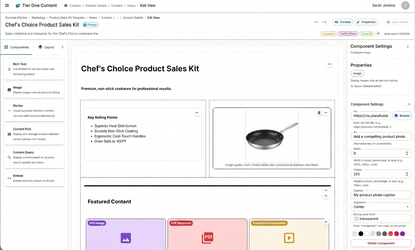 WYSIWYG View Editor - Create and edit curated content pages